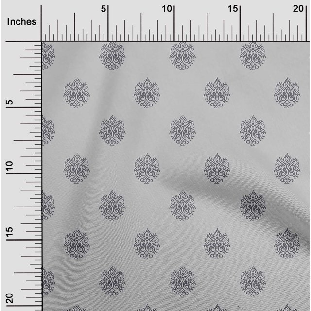 oneOone Polyester Lycra Fabric Floral Block Printed Fabric 1 Yard 56 Inch Wide