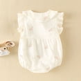 thumbnail image 4 of REDARER Girls' Floral Embroidered Romper Fly Sleeve Flutter Collar with Bows Cotton Bodysuit for Daily,3-6 Months, 4 of 6