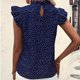 thumbnail image 4 of Tops Cortos para las Mujeres Manga de Herradura Impresa Manga Corta Cuello Redondo, Top de Moda para Primavera Verano Casual, 4 of 7