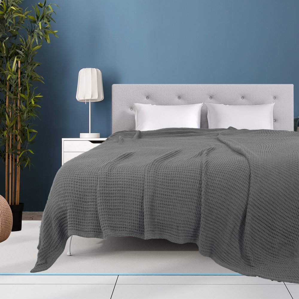 Piccocasa Soft 100 Cotton Thermal Blanket Queen Size Waffle Weave Knit