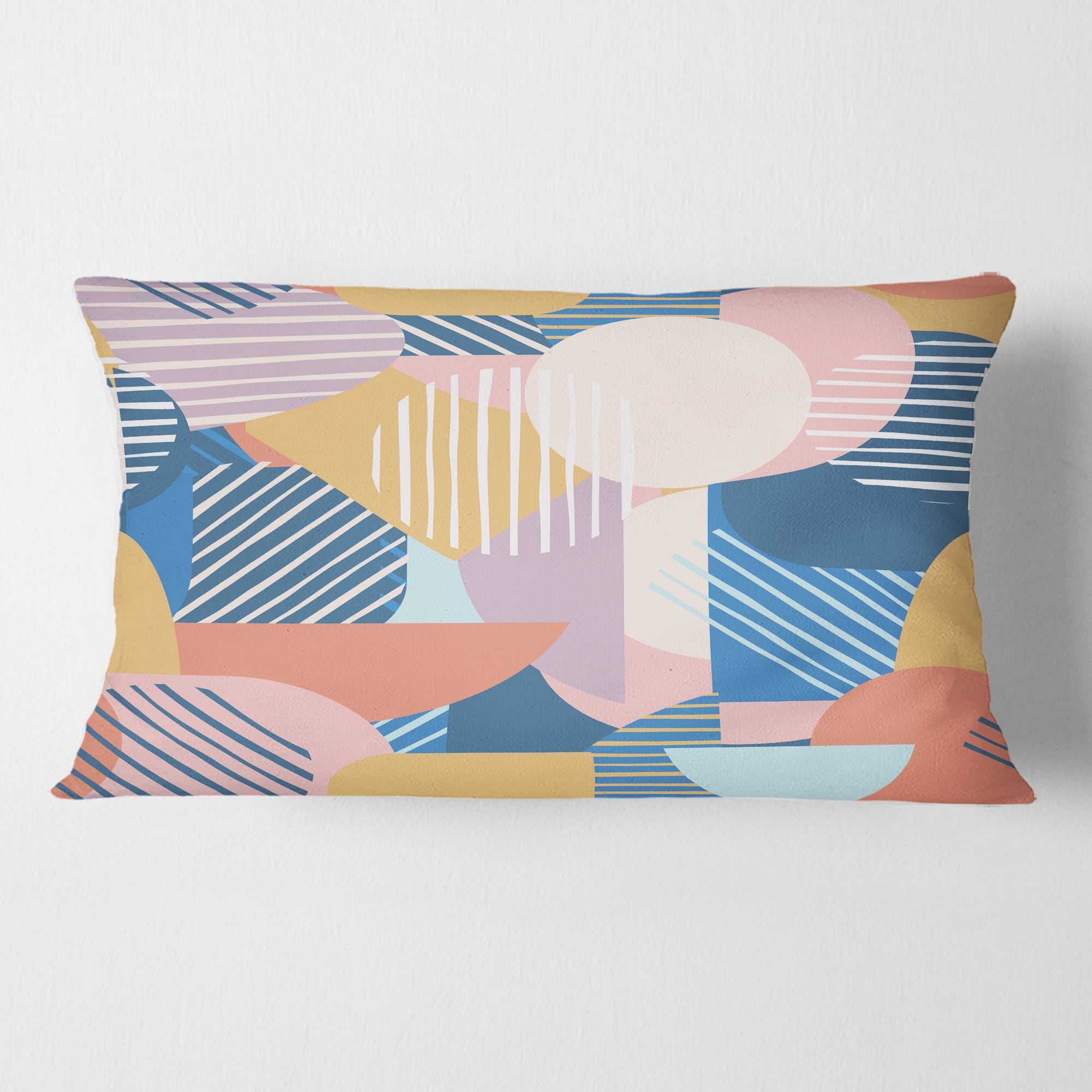 Designart Trendy Contemporary Geometry Shapes Pattern' Mid-Century Modern Throw Pillow - 12x20