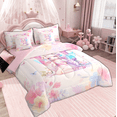 thumbnail image 3 of Feelyou Teen Kawaii Fairy Twin Bedding Sets 7-Piece, Initial U Letter Bedding Comforter Set, Fairy Tale Princess Reversible Sheet Sets, Super Cozy Room Decor, 3 of 9