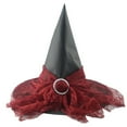 thumbnail image 5 of Hwkond Halloween Wizard Hat Halloween Witch Hat Vintage Cap Costume Accessories for Party Halloween Carnival Lace Decoration,Red, 5 of 5