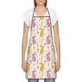 thumbnail image 2 of Naloa 1Pack Adjustable Bib Apron Waterdrop Resistant Cooking Kitchen Aprons for Women Men Chef, Yellow Pueple Rabbit Print, 2 of 8