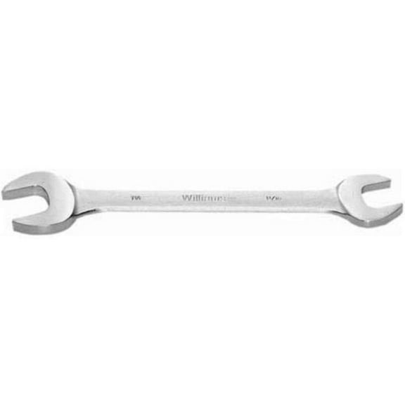7/16" x 1/2" Double Head Open End Wrench - 5-31/32" Overall Length With Satin Chrome Finish. Williams® USA # JHW1725