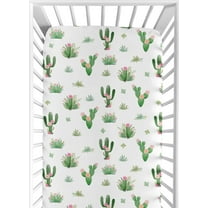 Sweet Jojo Designs Cactus Floral Pink Green and White Fitted Crib Sheet