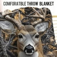 thumbnail image 5 of Deer Blanket Forest Camo Hunting Throw Blankets 60"x50" Gifts for Hunter Men Women Deer Lover, Elk Deers Decor for Couch Bed Sofa Birthday Lightweight Soft Flannel Blanket add Same printed canvas bag, 5 of 6