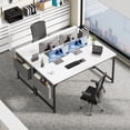 thumbnail image 3 of CONCETTA 63 Inch Computer Writing Desk with Storage Bag, Steel Frame for Home Office Study, White, 3 of 8