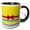 Black/White, variant on 3drose, Cute Yellow Polka Dots over Primary Color Stripes with Digital Bow, 11oz Two-tone Yellow Mug