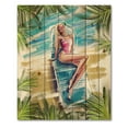 thumbnail image 3 of Designart 'Portrait Beautiful Blond Model At The Beach Sunbathing' Nautical & Coastal Print on Natural Pine Wood, 3 of 5