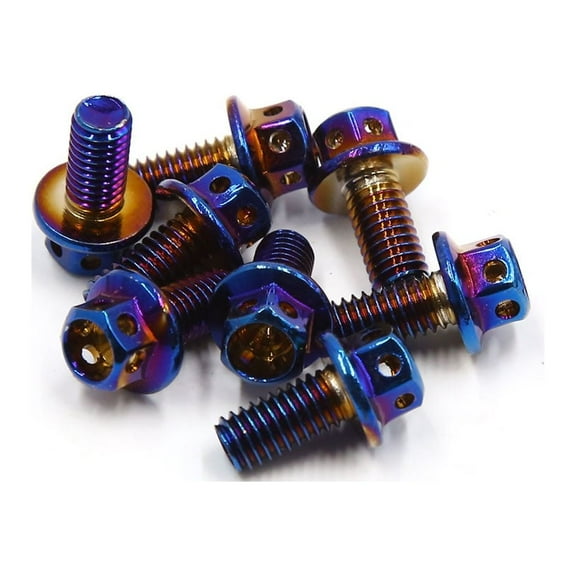 Unique Bargains 8Pcs Colorful Titanium Alloy Motorcycle Hexagon Bolts Screws Fastener M6 x 10mm