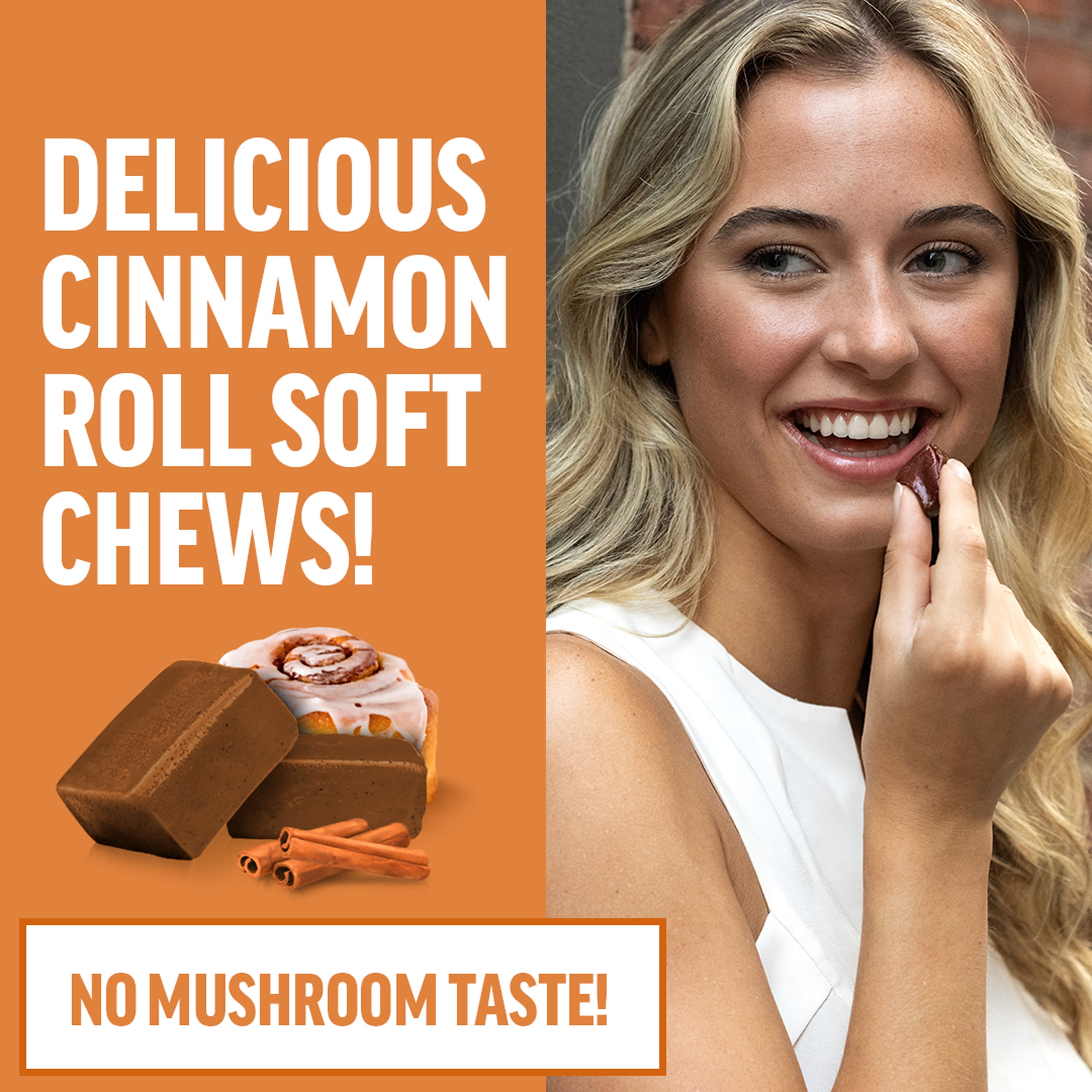 Force Factor Modern Mushrooms, Mushroom Supplement, Lion’s Mane, Cordyceps & Reishi for Energy Support, Focus, Digestion, Cinnamon Roll, 60 Soft Chews