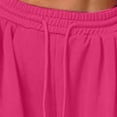 thumbnail image 4 of Women's Sweatsuits Off Shoulder Crop Pullover Sweatshirt and Wide Leg Sweatpant Trendy Casual 2 Piece Pant Sets (XL, Hot Pink), 4 of 5