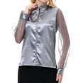 thumbnail image 2 of WEAIXIMIUNG T-Shirts Amusants Chemises Femme Mode Décontractée Manches Longues Imitation Soie Haut Chemise, 2 of 9