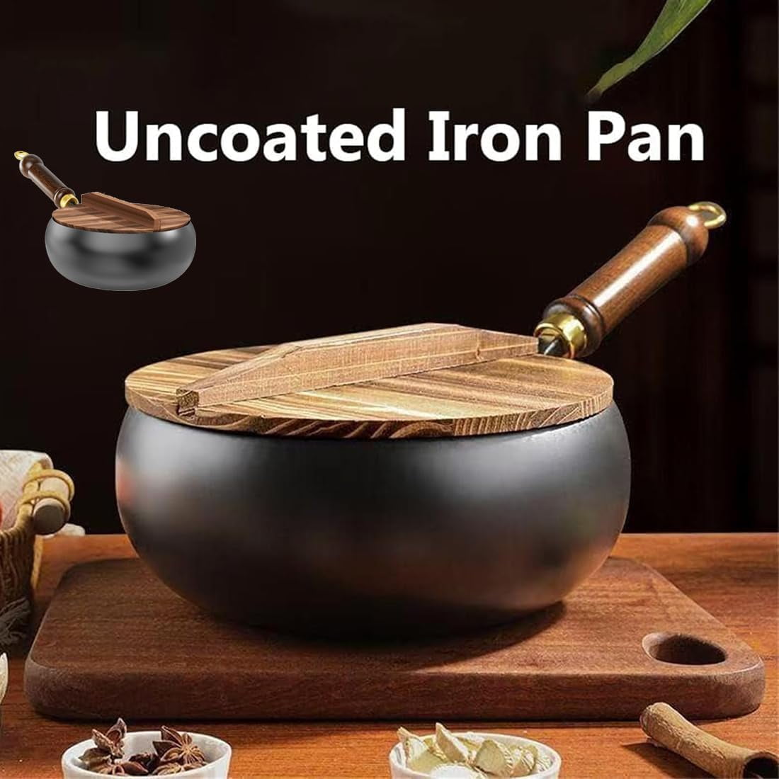 Mexicoify Uncoated Thick Iron Wok - Hand-Forged Round Bottom Pan, No Chemical Coating, For Gas & Induction (8/9.5/11 Inch)