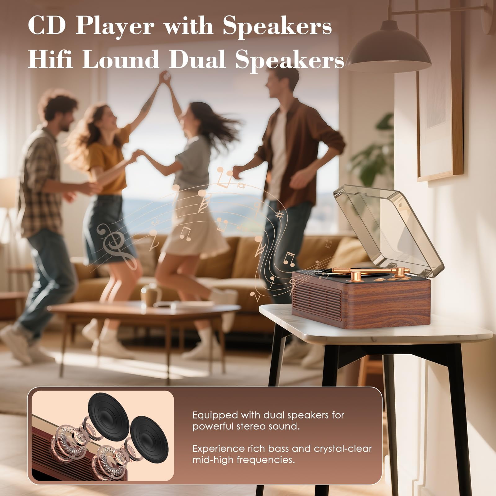Qoosea CD Player Portable Bluetooth, CD Players for Home with Speakers Remote Control, Retro CD Player Support USB/AUX Playback Headphone Jack Radio