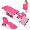 thumbnail image 2 of Ktaxon Outdoor Oversized Tanning Chair, Patio Beach Lounge Chair with Face Hole & Carrying Bag, Laying Out Chairs for Beach Sun Tanning, Pink, 2 of 8