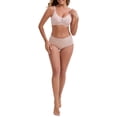 thumbnail image 2 of INSPIRE CHIC Women's Adjustable Buckled Straps Postpartum Nursing Bra V-Neck Mesh Splicing Lightweight Wireless Bras L Beige, 2 of 5