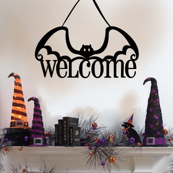 LHWEN Hallowe-en Decoration Hanging Bat Non-woven Fabric Party Decor Home Door Wall Ceiling Decoration Black 38x32cm Perfect for Creating Horrific Atmosphere and Easy to Use