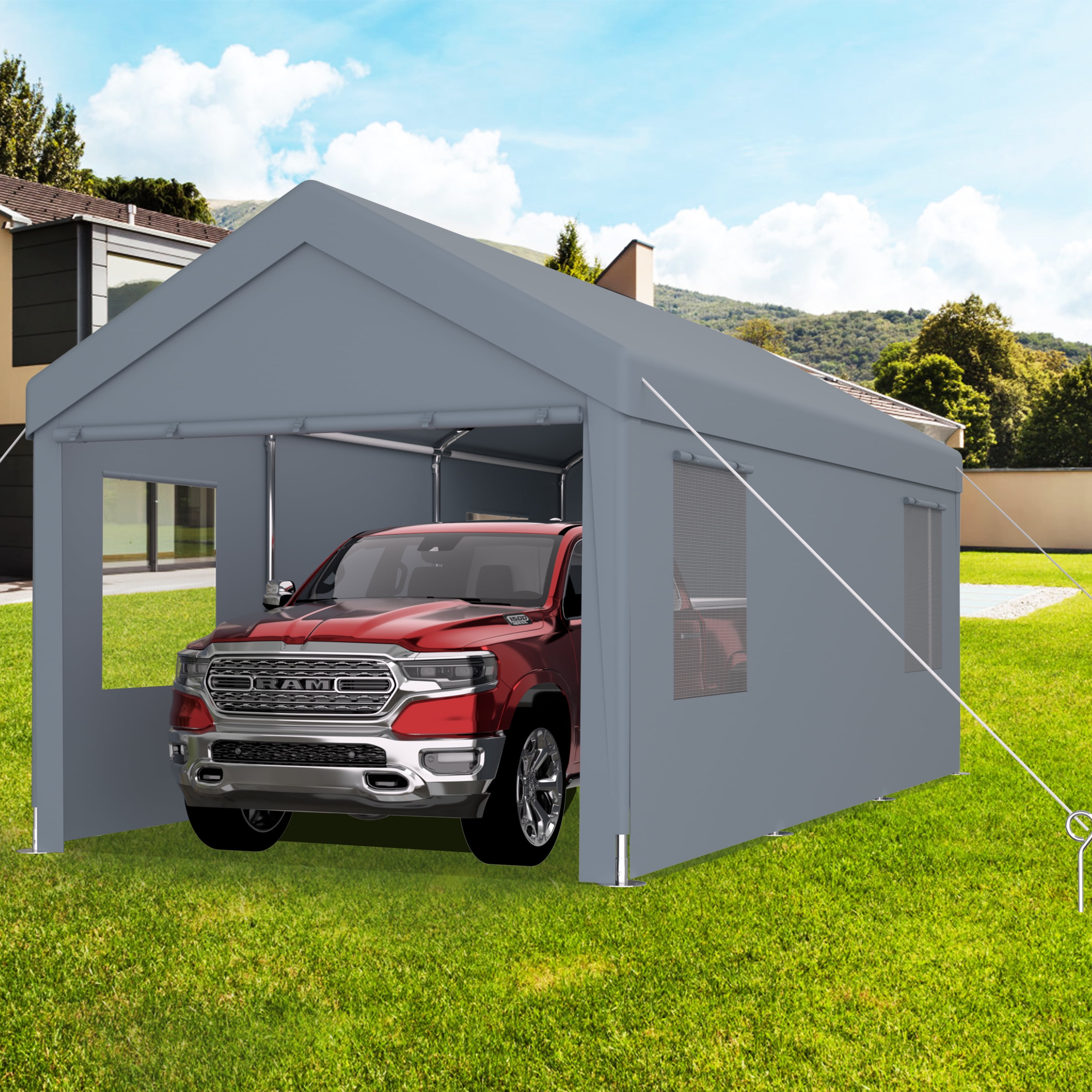 Heavy Duty 10x20 Portable Garage Carport with Doors & Windows