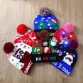 thumbnail image 2 of Gorros de Navidad con luz LED, dibujos animados de Papá Noel, muñeco de nieve, alce, gorro suave tejido de Navidad, decoración de Feliz Navidad, regalo de Año Nuevo, 2 of 3