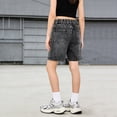 thumbnail image 5 of ZHANGDER Girls Jean Shorts Baggy Wide Leg Washed Denim Shorts Trendy Y2k Vintage Bermuda Jorts, Black 11-12 Years, 5 of 6