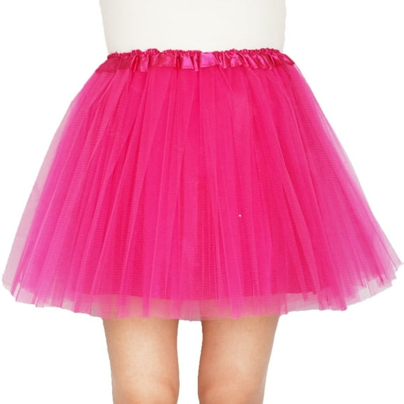 Falda tipo tutú DMLBC para mujeres, adultos y adolescentes, 4 capas con forro, color rosa intenso