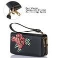 thumbnail image 3 of HAWEE Cellphone Wallet Dual Zipper Wristlet Purse with Card Slot/ Coin Pouch Compatible with iPhone/Samsung for Women or Lady, Embosing Peony, 3 of 7