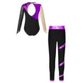 thumbnail image 6 of iiniim Kids Girls Shiny Rhinestone Gymnastics Leotard Long Sleeve Ice Skating Jumpsuit and Leggings Pants Set Purple 8, 6 of 7