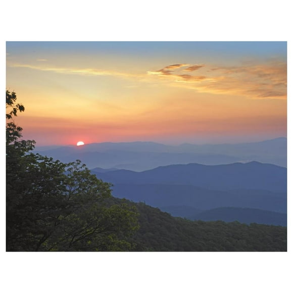 Coucher de Soleil sur la Forêt Nationale de Pisgah depuis la Promenade Blue Ridge, Caroline du Nord-Art en Papier-50"x38 Pouces