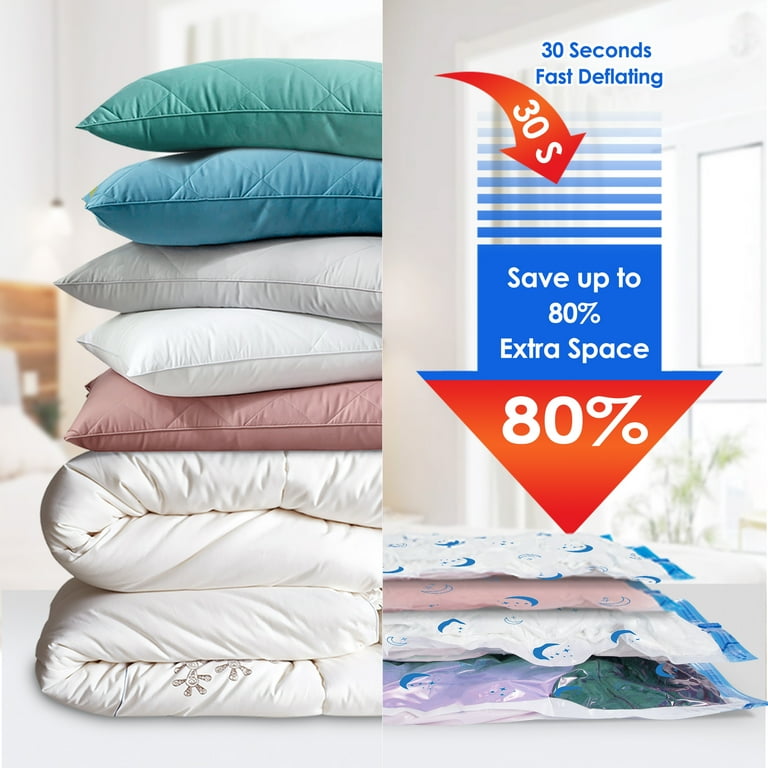 WANALIT Vacuum Storage Bags 6 Jumbo Size Space Saver Bags Compression Storage Bags for Comforters and Blankets Vacuum Sealer Bags for Clothes