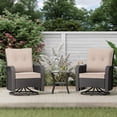 thumbnail image 6 of Gotland 3-Piece All-Weather Outdoor Patio Set, Wicker Swivel Chairs and Side Table, Durable Conversation Furniture for Backyard, Porch, Balcony, Deck, Sand, 6 of 8