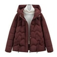 thumbnail image 4 of Pounoo Women's Puffer Hooded Jackets Lightweight Quilted Jacket Casual Trendy Warm Down Long Sleeve Coats with Pockets Gift, 4 of 9