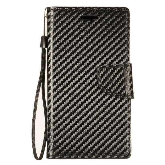 GSA Carbon Fiber Flip Wallet Case For LG K30 LM-X410, Phoenix Plus, Xpression Plus, Harmony2, Premier Pro LTE Black