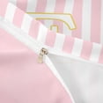 thumbnail image 4 of meiyoeat Pink White Stripe Gold E Initial Twin Duvet Cover, Classic Monogram Initial Twin Bedding for Boys Girls, Pink Reversible, 2-Piece, 1 Duvet Cover and 1 Pillowcase, 4 of 6