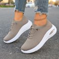 thumbnail image 3 of Women's Slip on Walking Shoes Comfortable Non Slip Mesh Casual Running Sneakers Lace Up Platform Footwear with Arch Support Brown Size 8.5, 3 of 5