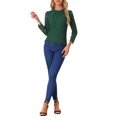 thumbnail image 2 of INSPIRE CHIC Women's Lace Top Long Sleeve Ruffled Neck Peplum Hem Floral Dressy Blouse XL Dark Green, 2 of 6