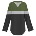 thumbnail image 4 of Duoif Womens Tops Long Sleeve Shirts for Women, Womens Cotton Linen Tunic Tops for Women Spring Summer V Neck Roll Up 3/4 Sleeve T Shirts Plain Graphic Tees Tops for Women Trendy Army Green L, 4 of 5