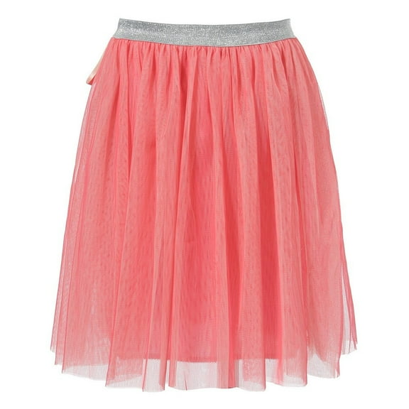 Little Girls Red Silver Satin Taped Bow Skirt 3