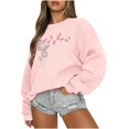 thumbnail image 1 of 2023 Chandail à Capuchon Surdimensionné pour Femmes Mode Décontractée Manches Longues Col Rond Imprimé Chandail en Molleton Dames Hauts Blouse Costumes Halloween/noël 50 % de Rabais Liquidation, 1 of 3