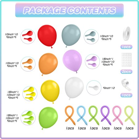 SHILIU-Multicolor Boho Rainbow Balloon Arch Garland Kit Assorted Color Retro Red Orange Green Slate Blue and Purple with Long Balloons as Rainbow for Kids Carnival Summer Birthday Party Decorations