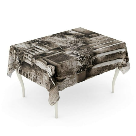

KDAGR Architecture Croatia Trogir in Dalmatia UNESCO World Heritage Site Old Town Sepia Build Tablecloth Table Desk Cover Home Party Decor 60x104 inch