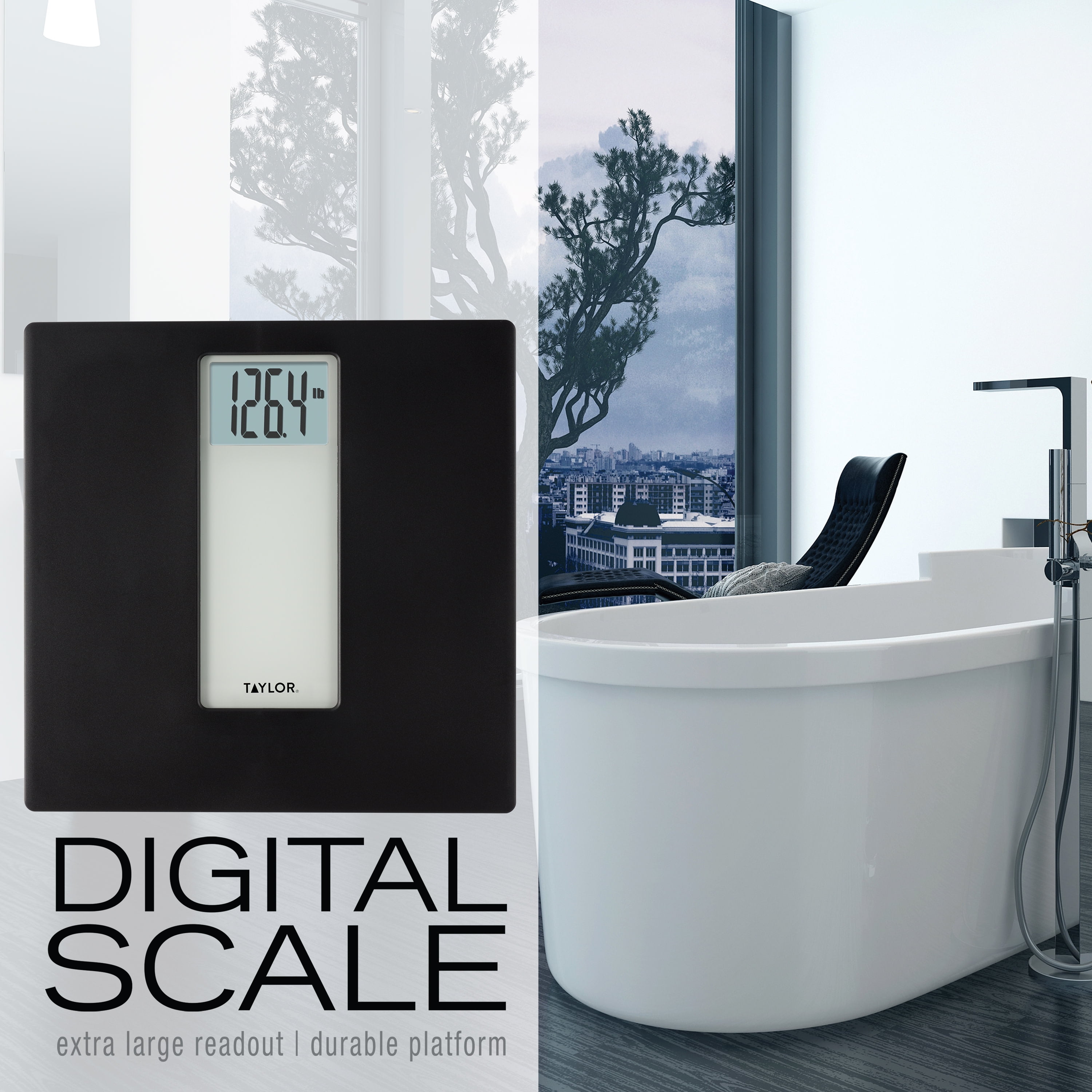 Taylor Digital 440 lb Capacity Bathroom Scale Farmhouse Wood