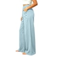 thumbnail image 6 of Women's Soft Cotton Loose Straight Leg Pants with Elastic Waist, Casual Wide Leg Trousers with Side Pockets, Tummy Control, Summer Breathable, Work Lounge | TruHer,Light Blue XL, 6 of 8