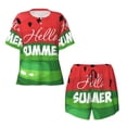 thumbnail image 4 of Lsque Watermelon Hello Summer Women's Short-Sleeved Pajama Set - 2 Piece Soft and Lightweight Sleepwear Set-XX-Large, 4 of 9