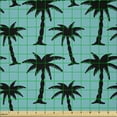 thumbnail image 2 of Ambesonne Palm Tree Fabric by the Yard Microfiber, Silhouettes on Blue, 5 Yards, Turquoise Black, 2 of 2