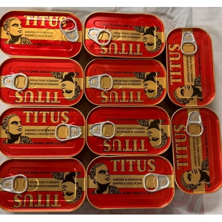 Univer TITUS Meaty Sardines Enveloped in Soybean Oil, Source of Omega-3 Fatty Acids, Pack of 10