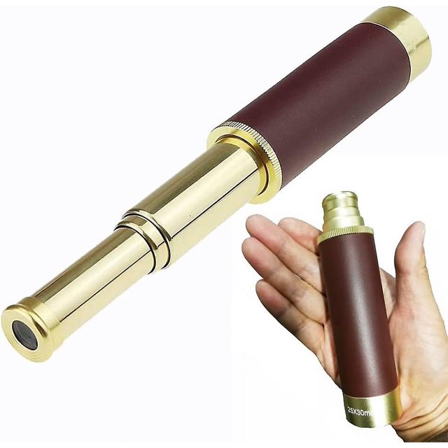 Monocular De Bolsillo, Telescopio Pirata Retro De 25 X 30 Cm, Telescopio Binocular De Latón para Vela con Estuche De Transporte con Tapa