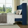 thumbnail image 4 of Einfach Full Size Upholstered Bed Frame, Platform Bed with Velvet Wingback Headboard, Blue, 4 of 11