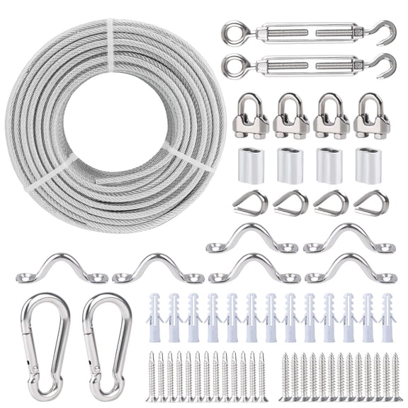 3/16" 100 Ft Coated Wire Rope, Stainless Steel Turnbuckle Wire Tensioner Kit, for Decking Stair Railing, Shade Sail, Light Hanging, Clothes Line